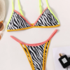 Zebra Stripe Triangle Thong Bikini Swimsuit
